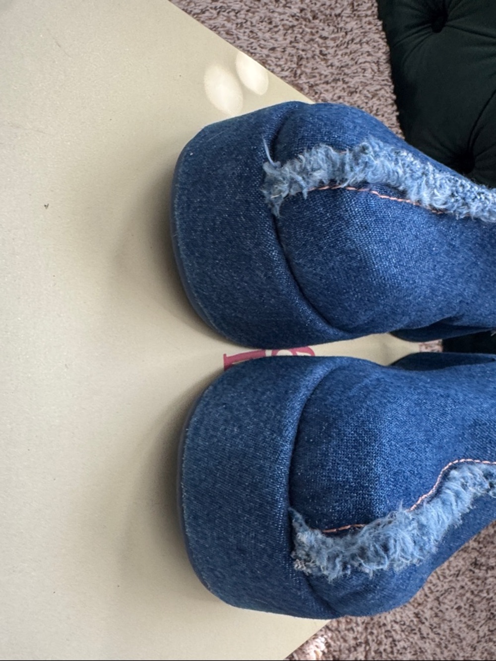 FARM Rio Frayed Denim Slip-On Mules - Dark Blue - Picture 4 of 4